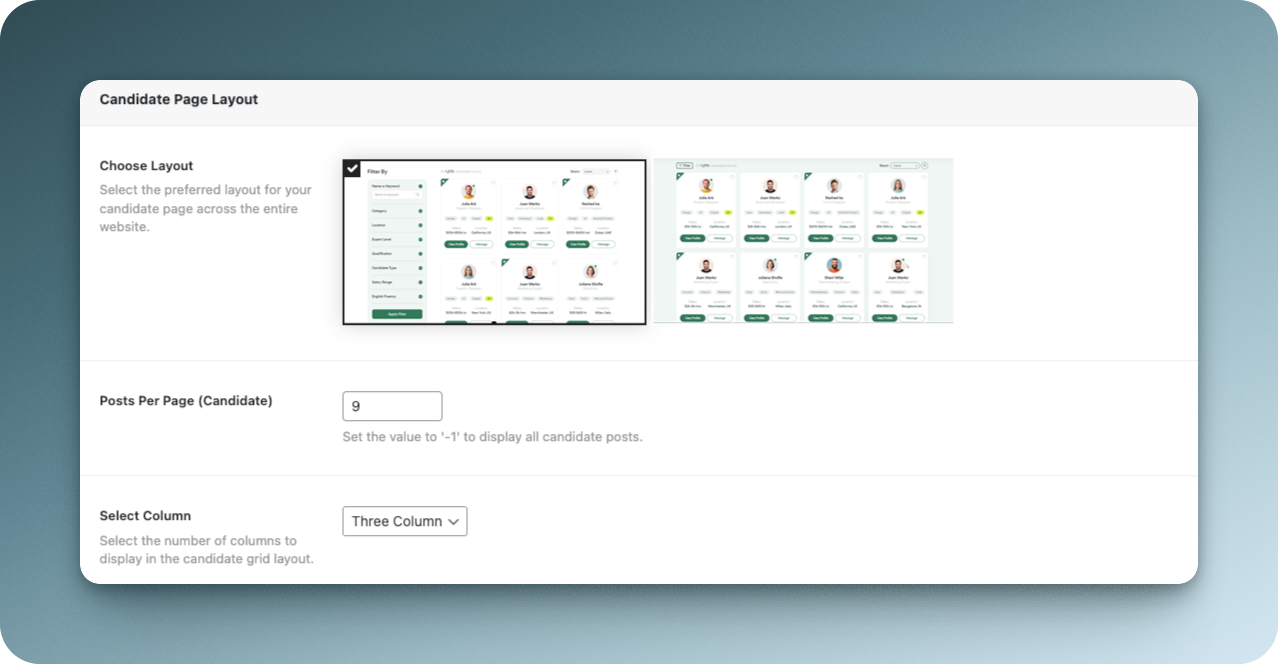 Candidate Option Settings